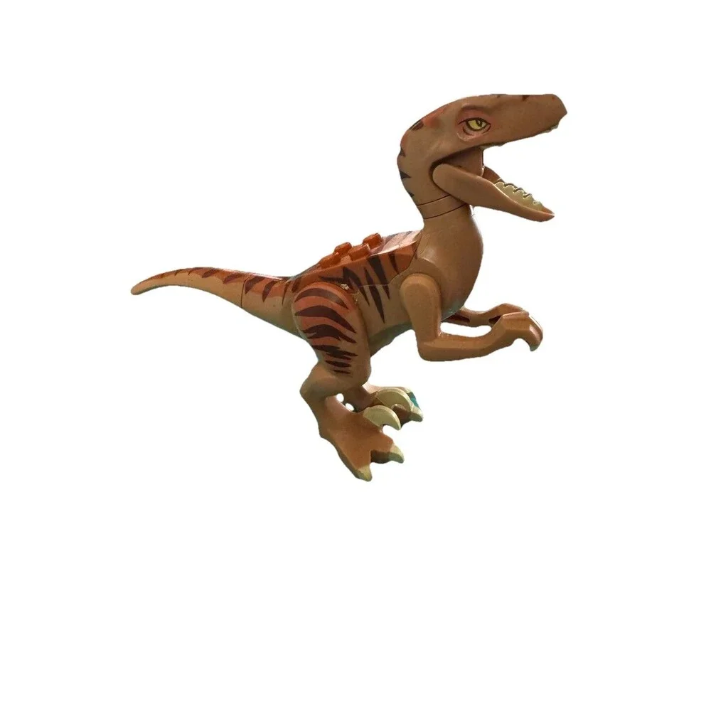 Lego Dino Defense HQ Tan/Orange Brown Stripes Raptor- Moving Jaw